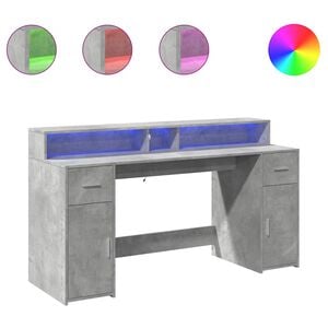 vidaXL Ra&scaron;omasis stalas su LED, betono pilkas, 160x55x91cm, mediena