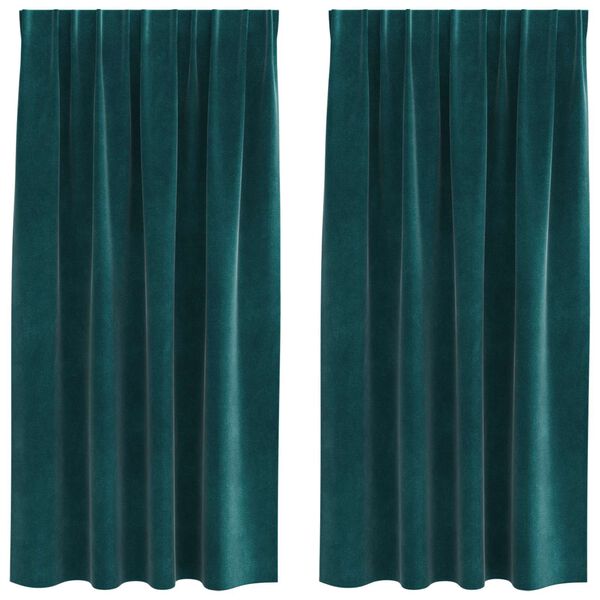 vidaXL Užtemdymo užuolaidos 2 pcs Tamsiai žalia 140 x 175 cm Aksomas