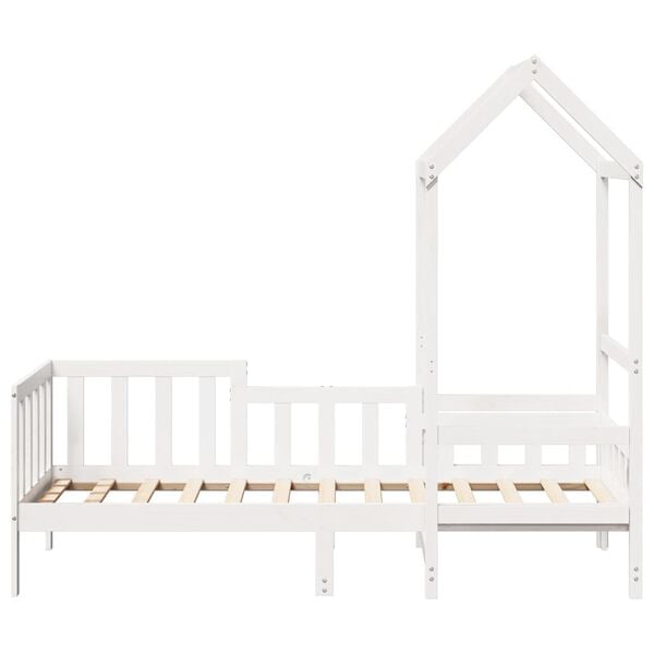 vidaXL Lova su stogeliu, baltos spalvos, 80x200cm, pu&scaron;ies masyvas