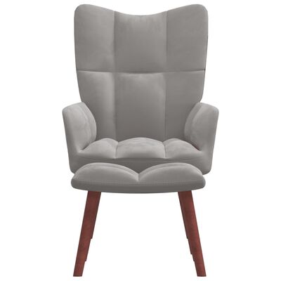 vidaXL Poilsio kėdė su pakoja, šviesiai pilkos spalvos, aksomas