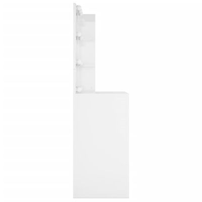 vidaXL Kosmetinis staliukas su LED, baltas, 60x40x140cm, blizgus