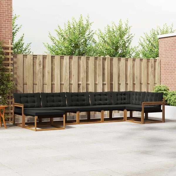 vidaXL Lauko sofos komplektas su pagalve 21 pcs Natūrali ir juoda