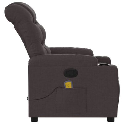vidaXL Atlošiamas masažinis krėslas, tamsiai rudos spalvos, audinys