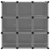 vidaXL Storage Cube Organizer su 9 kubeliais ir durelėmis juodas PP