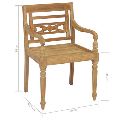 vidaXL Batavia kėdės, 6vnt., tikmedžio medienos masyvas (3x43051)