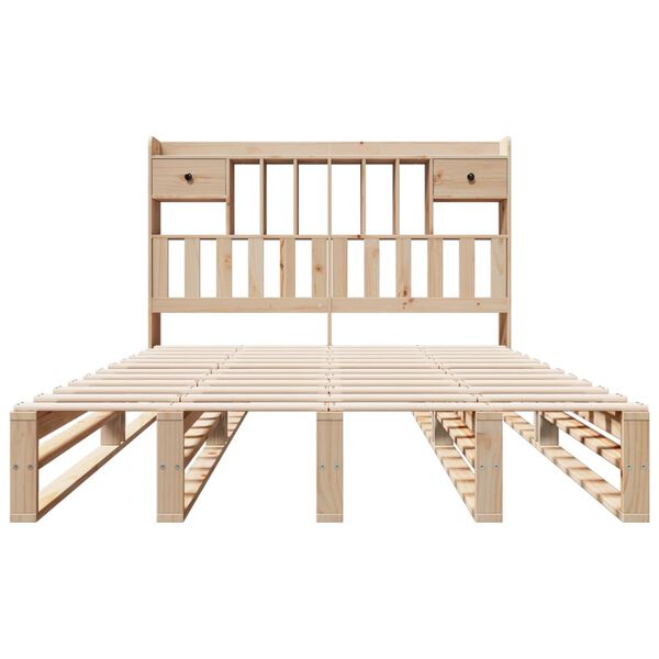 vidaXL Lova su knygų spinta be čiužinio, 160x200cm, pu&scaron;ies masyvas