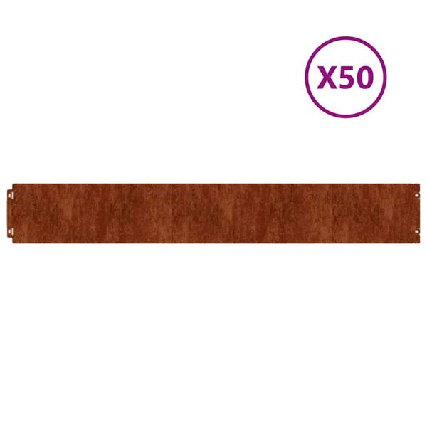 vidaXL Vejos apvadai, 10vnt., 15x103cm, lankstus Corten plienas