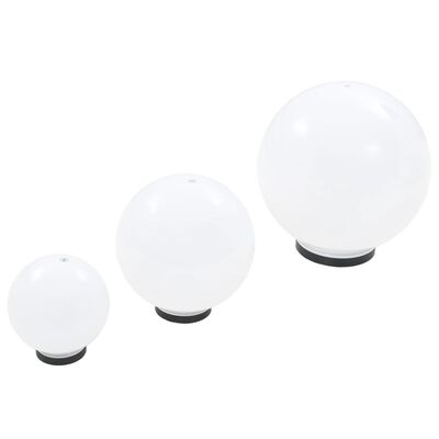 vidaXL LED lempų rink., rut. form., 2d., sferiniai, 20/30/40cm, PMMA