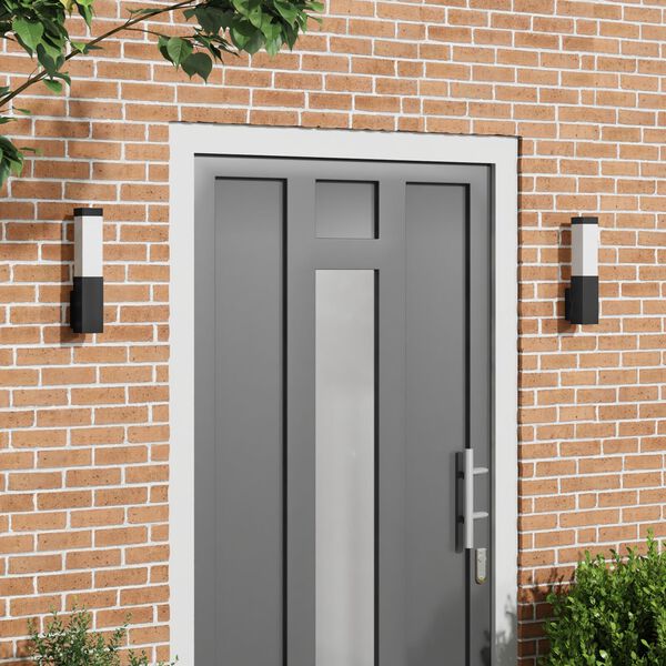 vidaXL Lauko Sieniniai Šviestuvai 2 pcs Juoda 10.5 x 6 x 35 cm