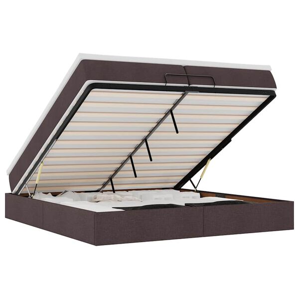 vidaXL Osmanų lovos rėmas su čiužiniais, rudas, 200x200cm, audinys