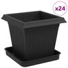 vidaXL Augalų vazonai 24 vnt. Juoda Plastmasė