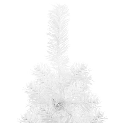 vidaXL Siaura dirbtinė pusinė Kalėdų eglutė su stovu, balta, 150cm