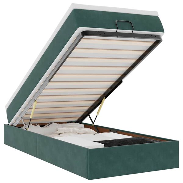 vidaXL Osmanų lovos rėmas su čiužiniu, žalias, 90x200cm, aksomas