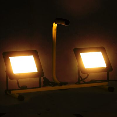 vidaXL LED prožektorius su rankena, šiltos baltos spalvos, 2x50W