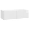 vidaXL Sieninė TV spintelė Itin blizgi balta 98 x 41 x 30 cm