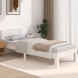vidaXL Lovos rėmas, baltas, 75x190cm, medienos masyvas, vienvietis