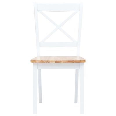 vidaXL Valgomojo kėdės, 2vnt., baltos/šviesios medienos, kaučiukmedis