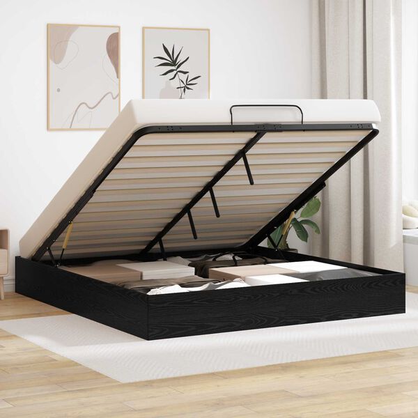 vidaXL Otomano lovos rėmas Juodas Ąžuolas 203 x 160 x 25 cm