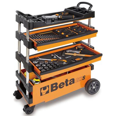 Beta Tools Sulankstomas įrankių vežimėlis C27S-O, oranžinis, plienas