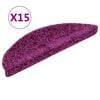 vidaXL Laiptų kilimėliai, 15 vnt., 56x17x3 cm, violetiniai, pusapvaliai