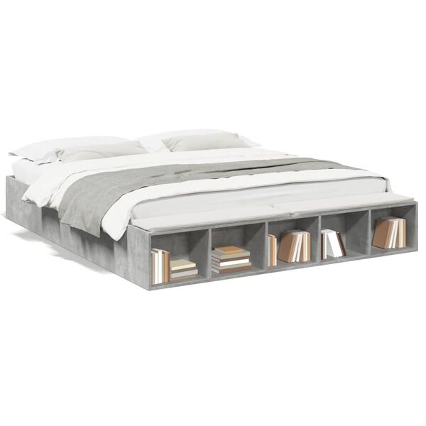 vidaXL Lovos rėmas, betono pilkos spalvos, 180x200cm, apdirbta mediena