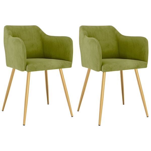 vidaXL Valgomojo kėdės, 2vnt., &scaron;viesiai žalios spalvos, aksomas