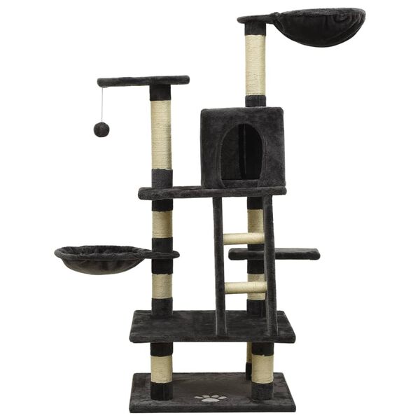 vidaXL Draskyklė katėms su stovais iš sizalio, tamsiai pilka, 122cm