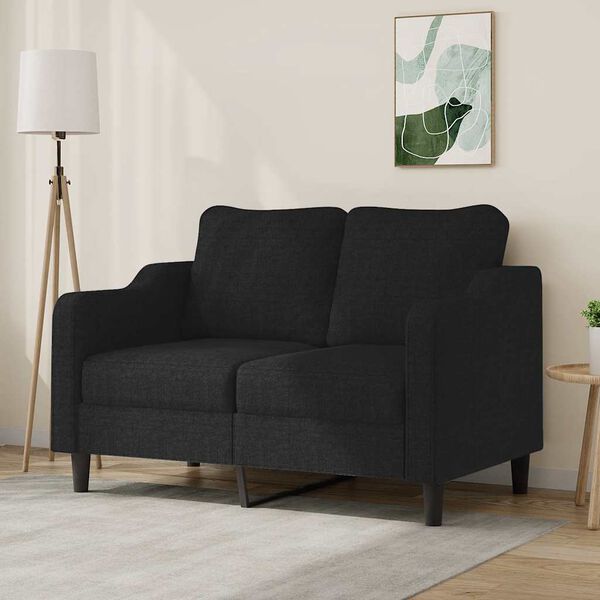 vidaXL Dvivietė sofa, juodos spalvos, 120cm, audinys