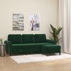 vidaXL Trivietė sofa su pakoja, tamsiai žalios spalvos, 180cm, aksomas