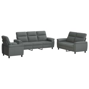 vidaXL Sofos komplektas 3 pcs Tamsiai pilka Audinys