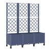 vidaXL Sodo vazonas su treliu ir ratais Mėlyna Pilka 120 x 40 x 146 cm