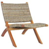 vidaXL Poilsio kėdė, natūralus Kubu ratanas ir raudonmedžio masyvas