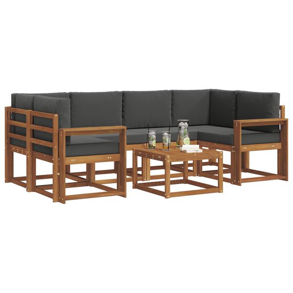 vidaXL Lauko sofos komplektas su pagalve 7 pcs Natūralus ir antracitas