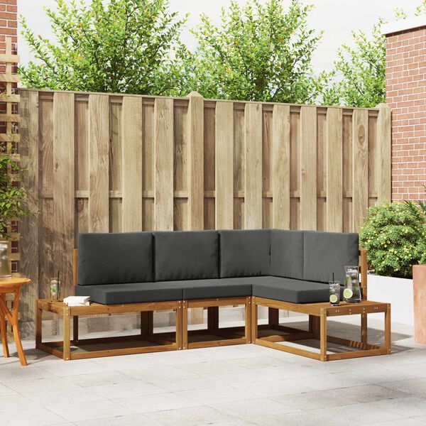 vidaXL Lauko sofos komplektas 4 Vienetas Natūralus ir antracitas