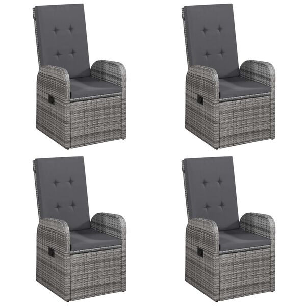 vidaXL Sodo valgomojo baldų komplektas, 5 dalių, pilkos spalvos