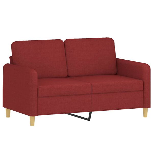 vidaXL Dvivietė sofa su pagalvėmis, raudonojo vyno, 120cm, audinys