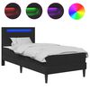 vidaXL Lovos rėmas su LED juostelėmis Juoda 80 x 200 cm Dirbtinė oda