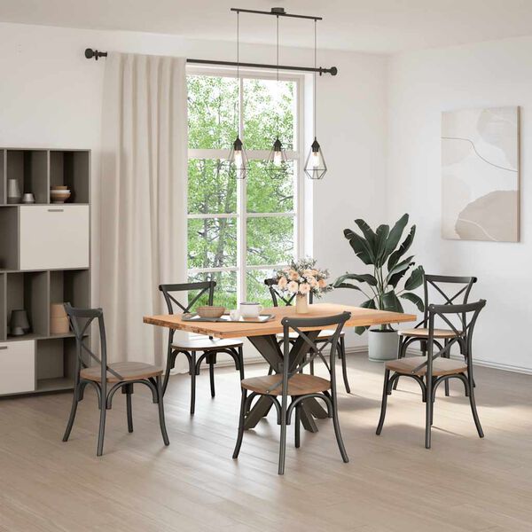 vidaXL Valgomojo stalo koja, voro formos, juoda, 85x85x(72-73) cm, plienas