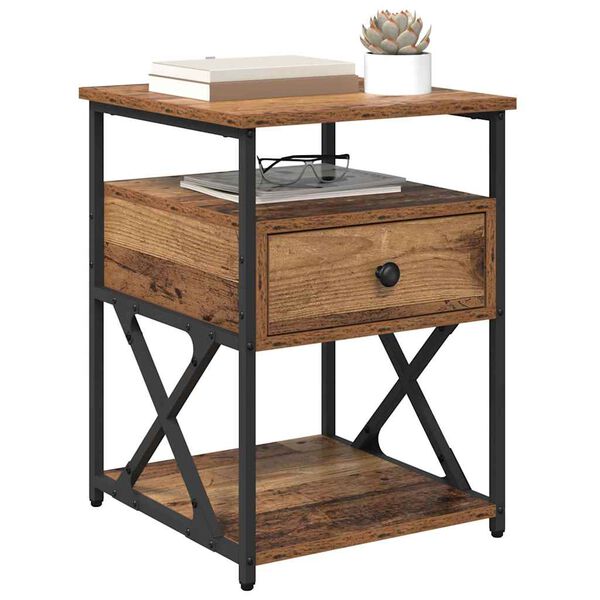 vidaXL &Scaron;alia lovos spintelė su stalčių Senas medis 40 x 42 x 55 cm