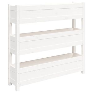 vidaXL Lovelis, baltas, 112x25x104,5cm, pu&scaron;ies medienos masyvas