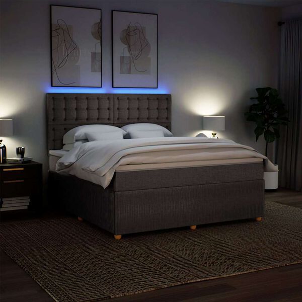 vidaXL Lova su spyruoklėmis ir čiužiniu, taupe, 180x200 cm, audinys