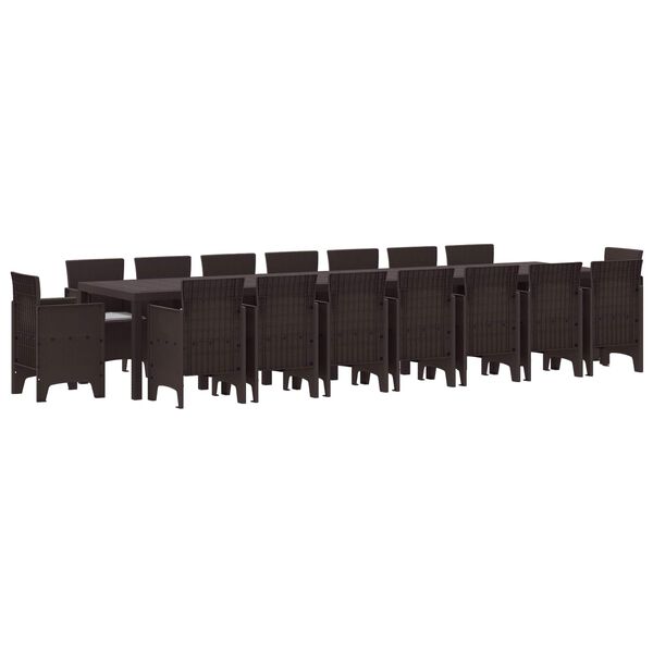 vidaXL Sodo valgomojo komplektas su pagalvėmis 17 pcs Ruda PP