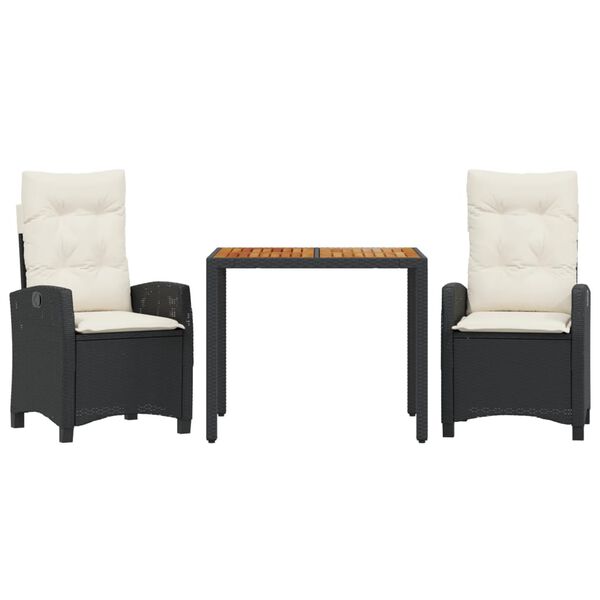 vidaXL Sodo komplektas su pagalvėlėmis, 7 dalių, juodas, poliratanas