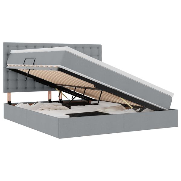 vidaXL Lova su daiktų laikymo vieta ir LED &Scaron;viesiai pilka 180 x 200 cm