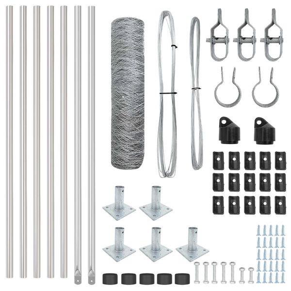vidaXL Tvorelės stulpas Sidabro 10 x 0,5 m (36 mm tinklas) Plienas