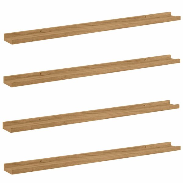vidaXL Sieninė lentyna 4 pcs Ruda 100 x 9 x 3 cm Apdirbta mediena