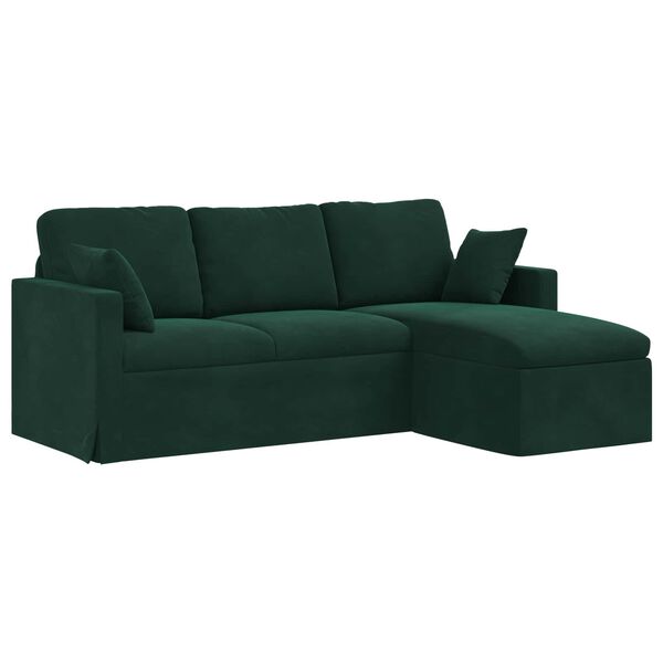 vidaXL Sofa Tamsiai žalia 198 x 134 x 80 cm Aksomas