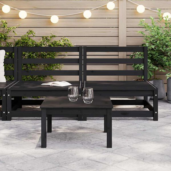 vidaXL Vidurinės sodo sofos dalys, 2vnt., juodos, pušies masyvas