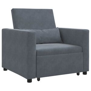 vidaXL I&scaron;traukiamas sofa-lova vienvietis Tamsiai pilka Aksomas