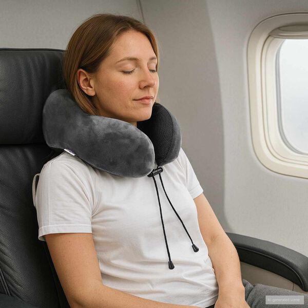 vidaXL Pagalvė su pagalve Reguliuojamas Pilka 28 x 25 x 14 cm Aksomas